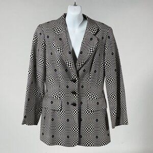 Vintage 80s/90s ESCADA black & white check/op-art blazer jacket Size 40/US 12